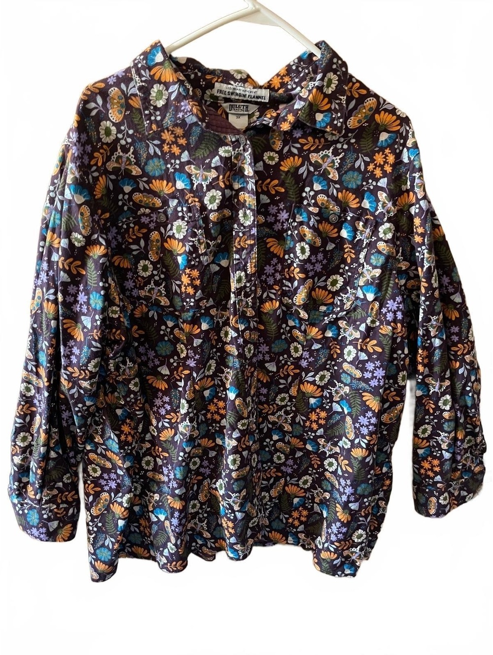 Duluth Trading Co. Free Swingin' Flannel Floral Shirt 3X